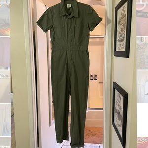 BDG army green short sleeve coveralls